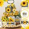 12PCS Sunflower Tiered Tray Decor Set – Farmhouse Rustic Wooden Summer Flower Table Centerpieces for Home, Kitchen & Seasonal Shelf Decorations
